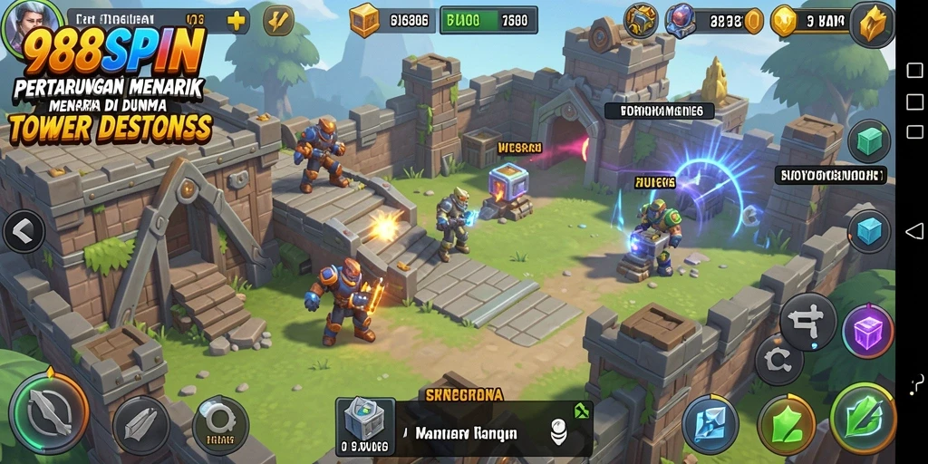 Gameplay menara pertahanan yang intens dan strategis di 988SPIN.
