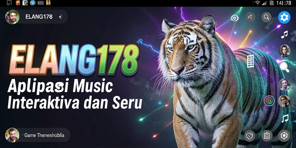 Tampilan screenshot ELANG178 menunjukkan antarmuka aplikasi musik yang modern.