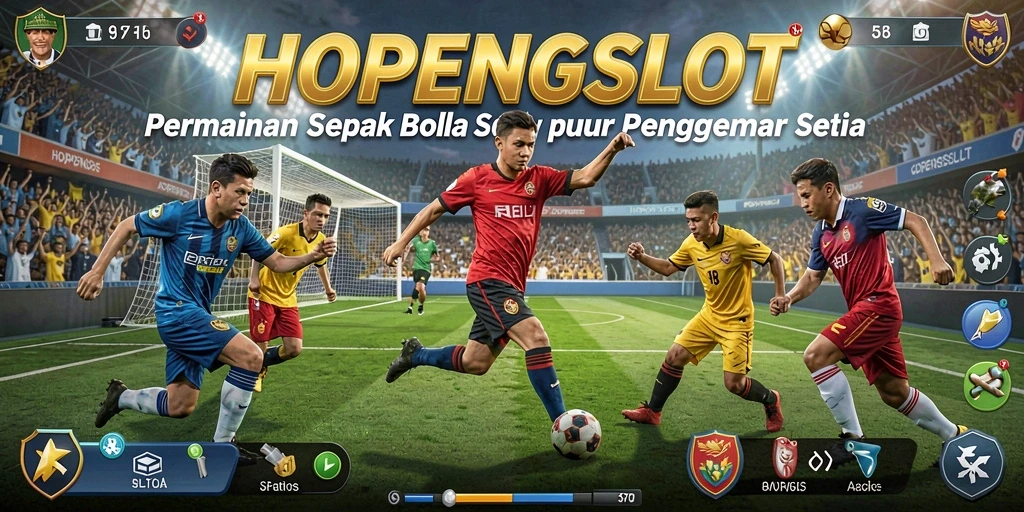 Tangkapan layar gameplay <strong>HOPENGSLOT</strong> yang menampilkan aksi sepak bola seru.