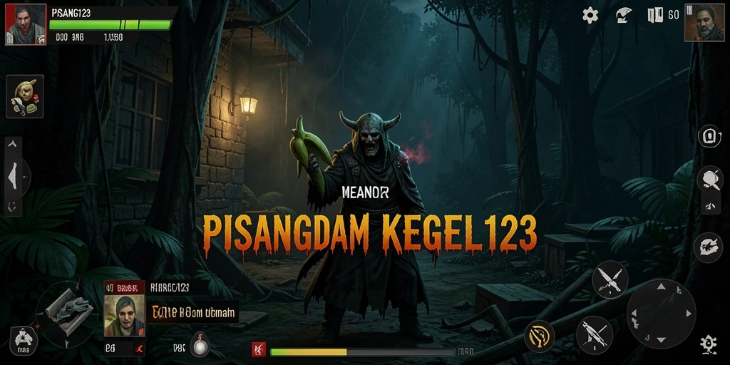 Screenshot utama PISANG123 menampilkan adegan seram yang mendebarkan.