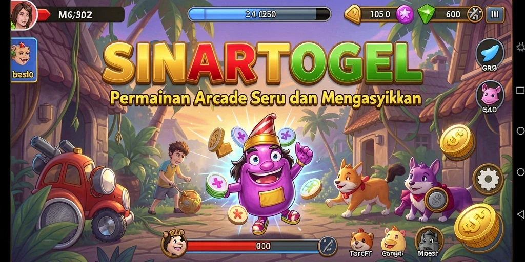 Tampilan gameplay arcade SINARTOGEL yang mendebarkan dan penuh warna.