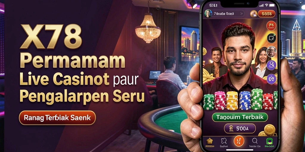 Screenshot gameplay X78 menampilkan dealer langsung dan suasana kasino yang nyata.